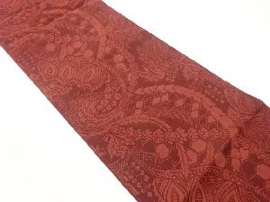 ふくれ織抽象花葉模様織出し全通洒落袋帯